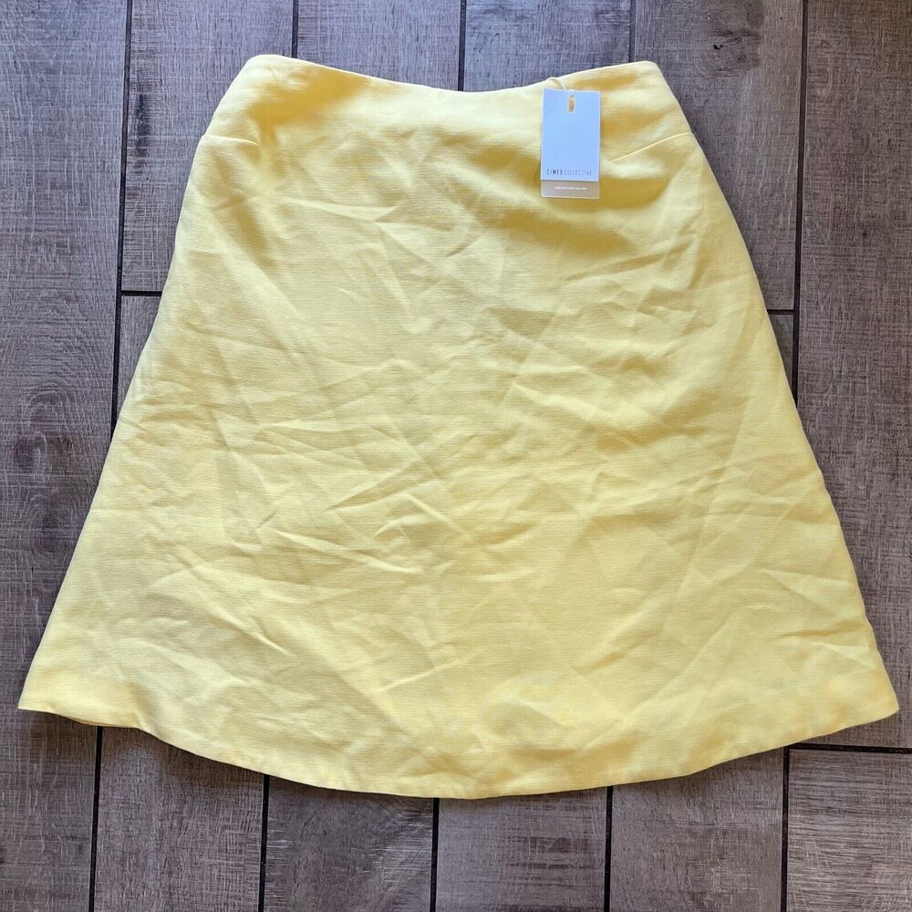 NEW C/MEO Collective Yellow Skirt S A-Line Zip Back Lemon Pop $230